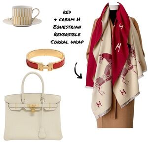 Equestrian H Reversible Red & Cream Wrap